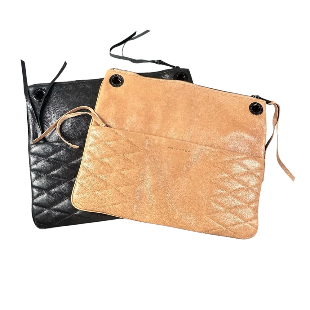 Aimee Kestenberg Black and Tan Quilted Leather Laptop Cases (Set of 2)